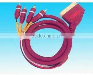 Scart Plug to 4 RCA Cable Assembly Type Rohs Comliant thumbnail-1