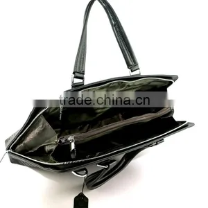 Custom Brand Plaid Pattern Top Quality Leather Briefcase for Business Men thumbnail-6