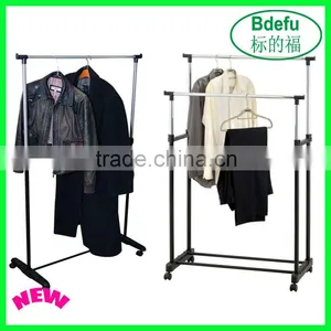 SINGLE/DOUBLE ADJUSTABLE HANGING GARMENTS CLOTHES RAIL SHOE RACK DISPLAY STAND thumbnail-1
