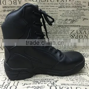 Black Genuine Leather Army Military Police Tactical Boots With Zipper thumbnail-2