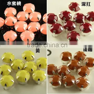 Round Circle Chaton Acrylic Rhinestone Candy Mental Base Claw Setting Diy Wedding Case Shoes Bag Garment Sew on 2 Holes thumbnail-1