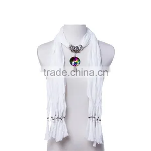 2016 New Design Round Crystal Stones Pendant Scarf thumbnail-5