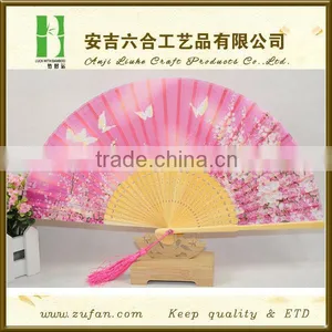 Traditional High Quality Silk Bamboo Fan With Flowers and Butterflies thumbnail-1