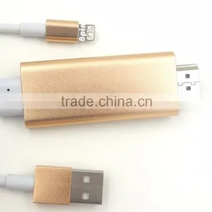 2016 New Design Cable HDTV Cable 8 Pin to HDM I Cable HDM I Cable Adapter Transfer Audio MHL Cable for Iphone to TV thumbnail-2