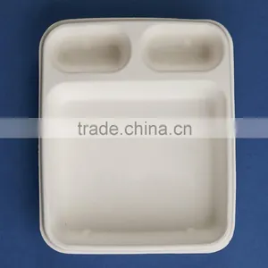 BX-97-3 Three Parts Rectangle Disposable Fast Food Bagasse Box thumbnail-3