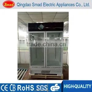Supermarket Showcase Refrigerators Vertical Refrigerated Showcase Two Door Beverage Coolers thumbnail-5