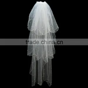 High Quality Tulle Beaded Popular Bridal Veils thumbnail-2