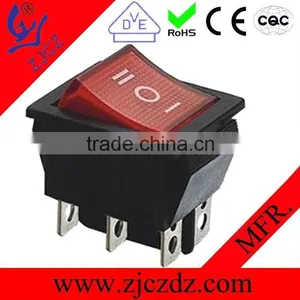 On-off Miniature Lighted Rocker Switch,6A 250V/10A 125V Red 6pin On-off Rocker Switch thumbnail-2