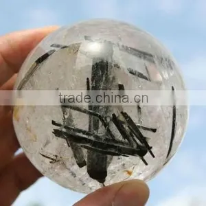 59mm(2.3") Black Tourmaline Quartz Sphere, Crystal Ball Language Option French thumbnail-1