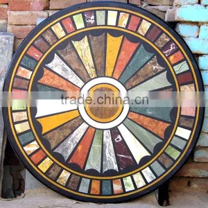 MicroMosaic Marble Stone Round Coffee Table Top thumbnail-1