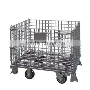 Spot Welding Spiral Hinge Foldable Collapsible Foldable Metal Mesh Steel Roll Container thumbnail-1
