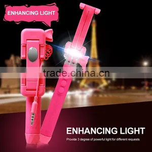 Hot Mini Flower Design Selfie Stick Monopod With Flash Light Led Flash Fill-in Light Cable Wired Selfie Stick thumbnail-1