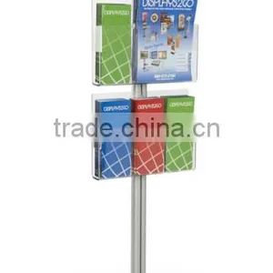 Church Pulpit Designs Acrylic Podium for Floor, Aluminum Pole & Base, 6 Brochure Pockets - Clear & Silver thumbnail-1