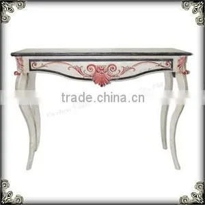 Vanity White Distressed Console Table thumbnail-1