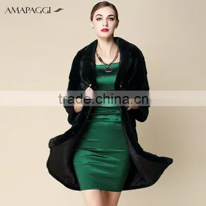 High-end Dyed Dark Green Mink Fur Coat Wholesale thumbnail-1