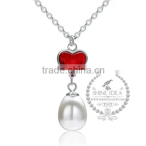 925 Sterling Silver Red Lover's Heat Pearl Necklace Fashion Women Necklace Jewelry Supplies 6360478 thumbnail-1