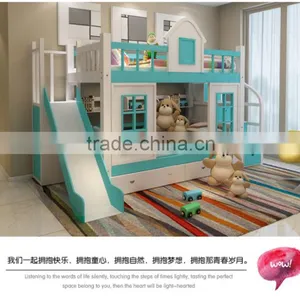 Factory Price Colourful Wood Children Bunk Bed With Slide thumbnail-5