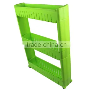 Detachable Three Storage Shelving Plastic Movable Pulley Slide Out Storage Rack thumbnail-3