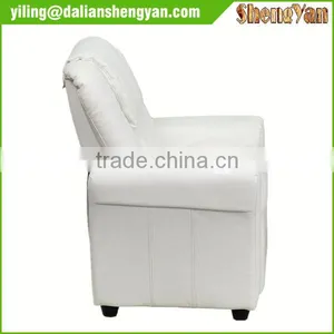 Contemporary White Kids Recliner With Cup Holder and Headrest thumbnail-3