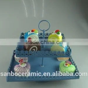 Rectangle Shape, 2 Tier Cup Cake Stand, Metal Cake Plate Color Box Packing for Wedding thumbnail-2