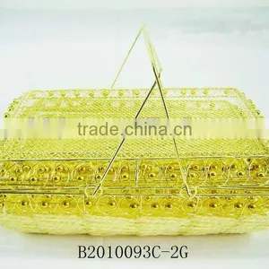 Golden Metal Wire and Paper Rope Rectangle Fruit Storage Basketry thumbnail-1