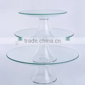 3 Tiers Hot Bending Round Flat Glass Desert Plates thumbnail-1