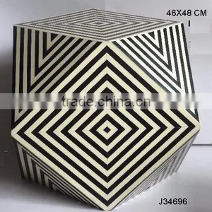 Buffalo Bone Mosaic Geomatric Stool Also Available in Other Mosaics thumbnail-1