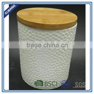 Heat Resistant White Ceramic Jar With Bamboo Lids thumbnail-3