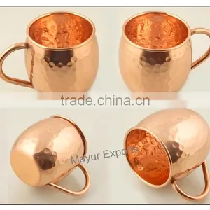 Moscow Mule Hammered Copper Mug With Copper Handle thumbnail-1