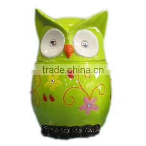 Ceramic Owl Cookie Jar ,green thumbnail-1