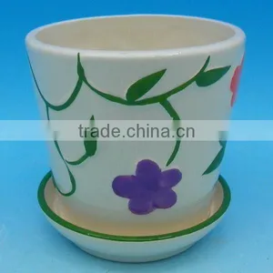 2012 New Designs Ceramic Flower Pot With Bottom Hole and Tray thumbnail-1