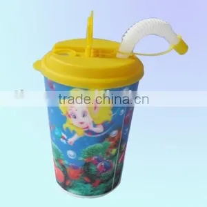 500ML Promotion PP 3D Lenticular Plastic Straw Cup With Lid thumbnail-1