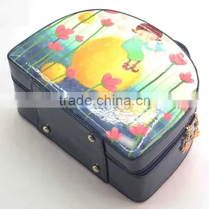 Dark Blue Waterproof PU Makeup Tool Kits Make Up Box for Women thumbnail-2