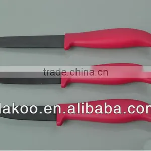 3 Pieces Red Color PP+TPR Handle Zirconia Chef/Utility/Paring Knife thumbnail-1