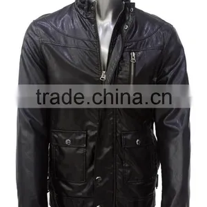 ALIKE Black Men pu Jacket Wholesale Jacket thumbnail-1