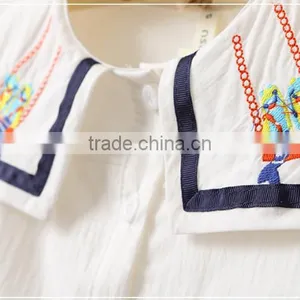 2017 Wholesale Childrens Boutique Clothing Baby Girls Plain White Shirt With Long Sleeve thumbnail-3