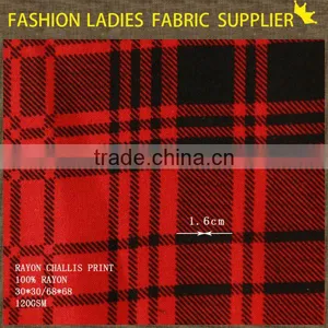 Shaoxing Textile Fashion Print Designs for Girls' Dress,blouse,skirts,summer Pants 100% Rayon Printed Challis Fabric thumbnail-1