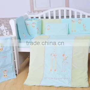 Appliqued Giraffe 100%cotton Baby Crib Bedding Set thumbnail-1