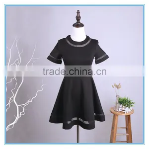2016New Arrival Ladies Western Dress Designs Skater Short Umbrella Dress With Mesh Insert thumbnail-2