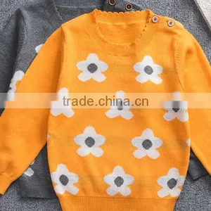New Design Stylish Teenager Kids Girls Flower Knitting Pullover Sweaters thumbnail-2