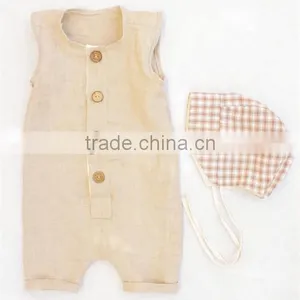 Button-up Linen Baby Boy Romper Summer Toddler Clothing Trendy Baby Clothes Modern Designs thumbnail-3