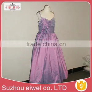 Purple Spaghetti Strap Flower Girl Dress for 10 Years Girl thumbnail-2