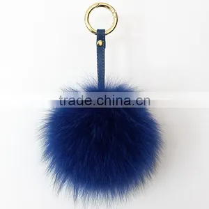 Myfur Factory Price Big Colorful Fox Fur Ball Pom Pom Keyring Pendant thumbnail-1