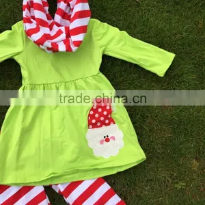 FALL OUTFITS Girls Christmas Pant Sets 3 Pieces Scarf Sets Kids Santa Clothes Kids Green Top Sets Persnickety Girls thumbnail-2