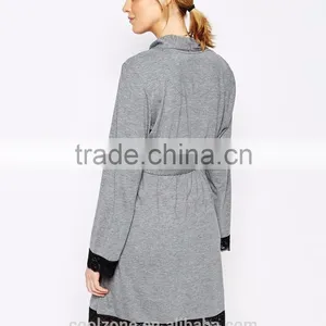 Regular Fit Long Sleeve Jersey Sleeping Robe for Women,maternity Lace Trims Robe 2016 thumbnail-3