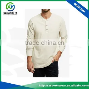 OEM Custom Mens Long Sleeve 100% Cotton Soft Tee Shirt Sports Wear Button up Shirt thumbnail-1