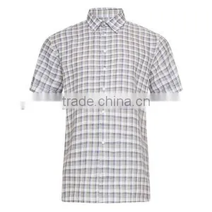 2015 LINEN SHORT SLEEVED SHIRT Check Classic Collar Business Men Shirts thumbnail-4