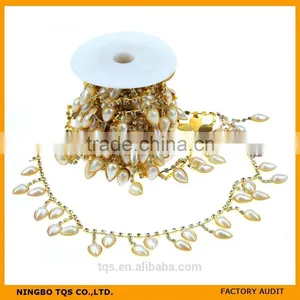 Wholesale Pearl and Rhinestone Chain Trimming Rhinestone Glass Crystal Cup Chain for Cloth thumbnail-1