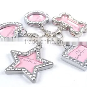 Pet ID Tags Card Personalized Photo Frame Puppy Rhinestone Bone Heart Star Jewelry thumbnail-3