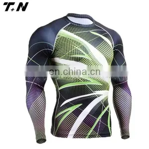 Wholesale Mma Bjj Compression Shirts Rash Guard Rashguard Lycra thumbnail-1